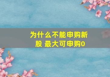 为什么不能申购新股 最大可申购0